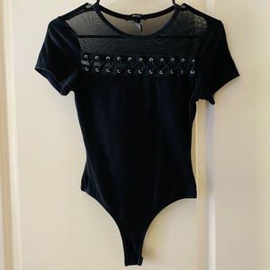 Bodysuit with Mesh and Lace Details